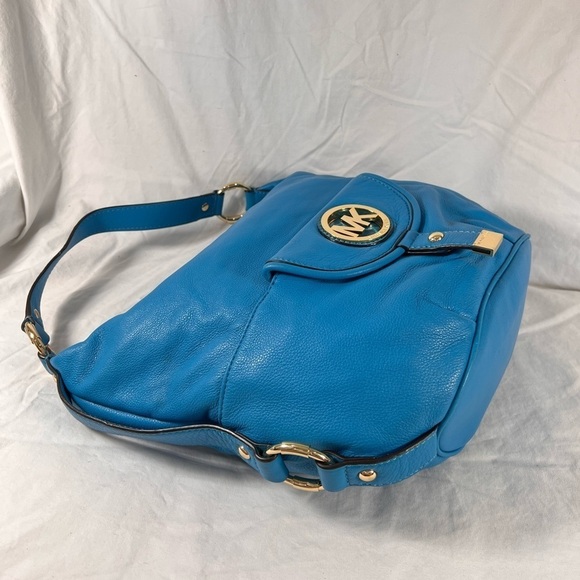 AUTHENTIC MK - MICHAEL KORS GENUINE LEATHER Aqua Blue SHOULDER BAG with WALLET - Picture 10 of 16